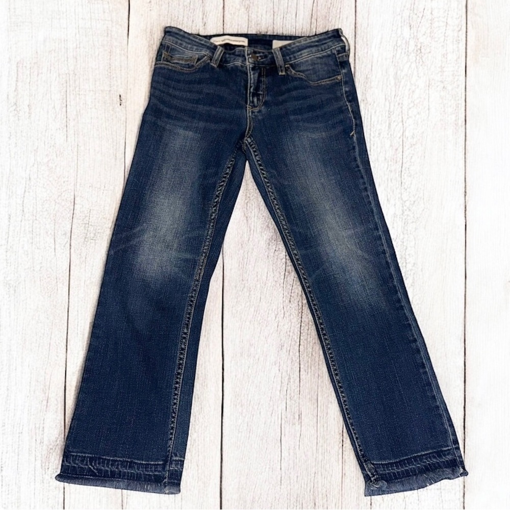 Anthropologie Pilcro Script Women’s Cropped Fray Dark Denim Jeans ~ Size 26 - Picture 4 of 9